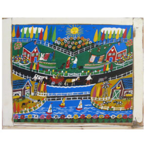 Llona Fekete folk art landscape painting.
