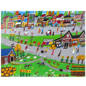 Llona Fekete folk art landscape painting.