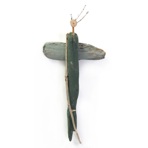 Amy Lansburg driftwood wall sculpture of an angel for sale