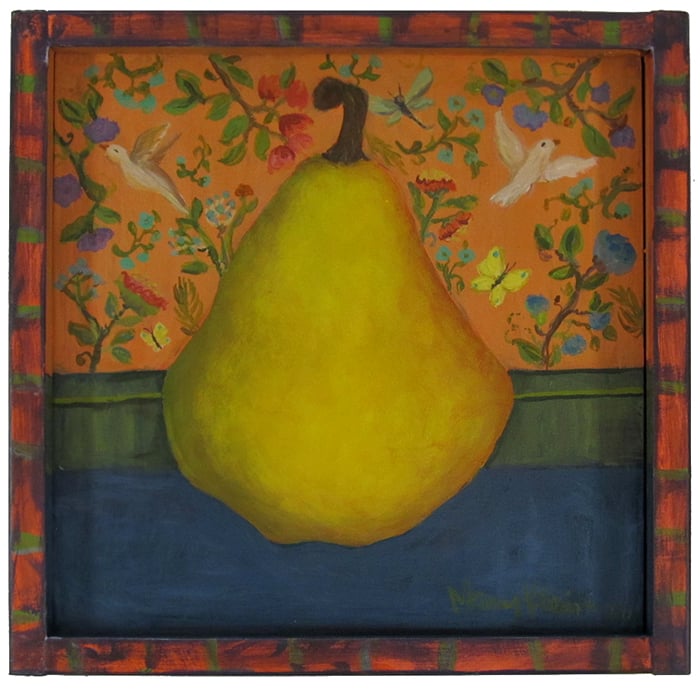Photo of a Mary Klein pear painting for sale.